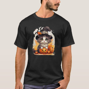 Halloween, Ragdoll-Katze, Schwarz, Liebe, Kürbisse T-Shirt