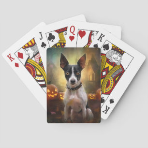 Halloween Rat Terrier mit Pumpkins Beängstigend Spielkarten