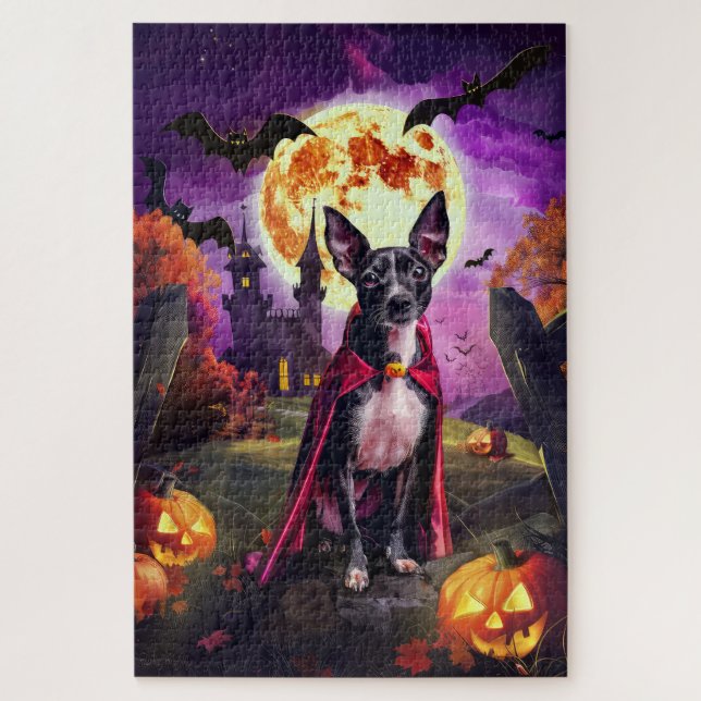 Halloween Rat Terrier Vampire Pumpkins Beängstigen (Vertikal)