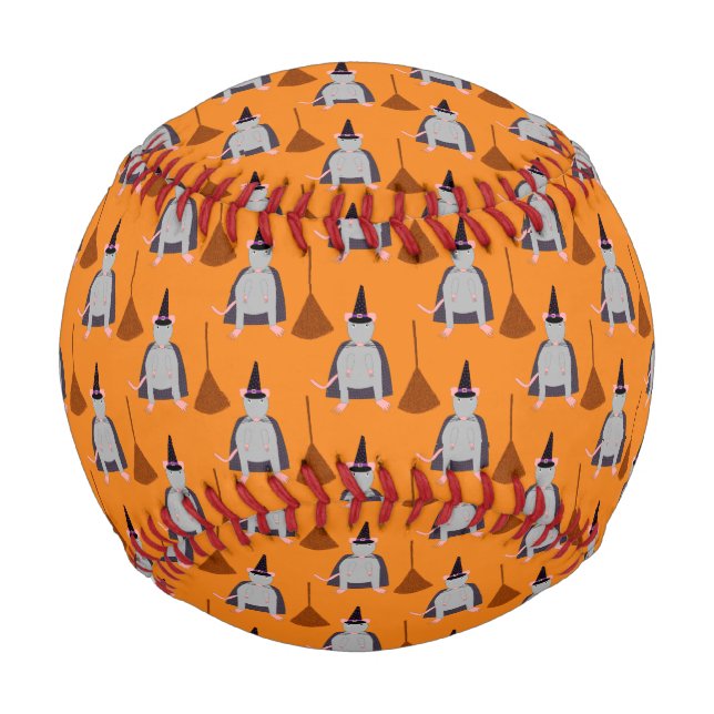 Halloween Rat und Broom Gemustert Baseball (Vorderseite)