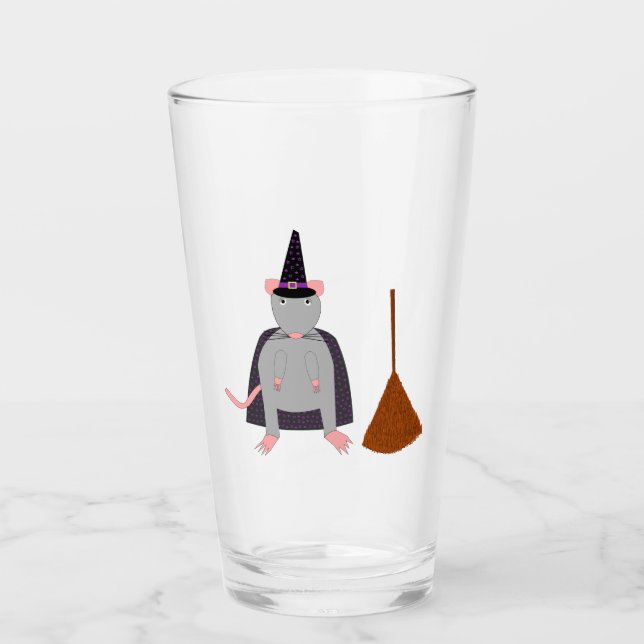 Halloween Rat und Broom Glas (Vorderseite)