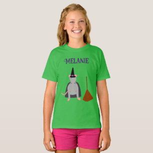 Halloween Rat und Broom Individuelle Name T-Shirt