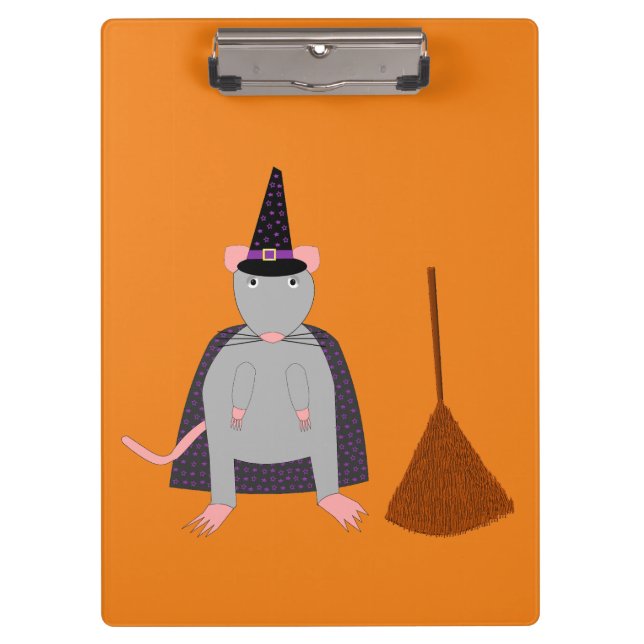 Halloween Rat und Broom Klemmbrett (Vorderseite)