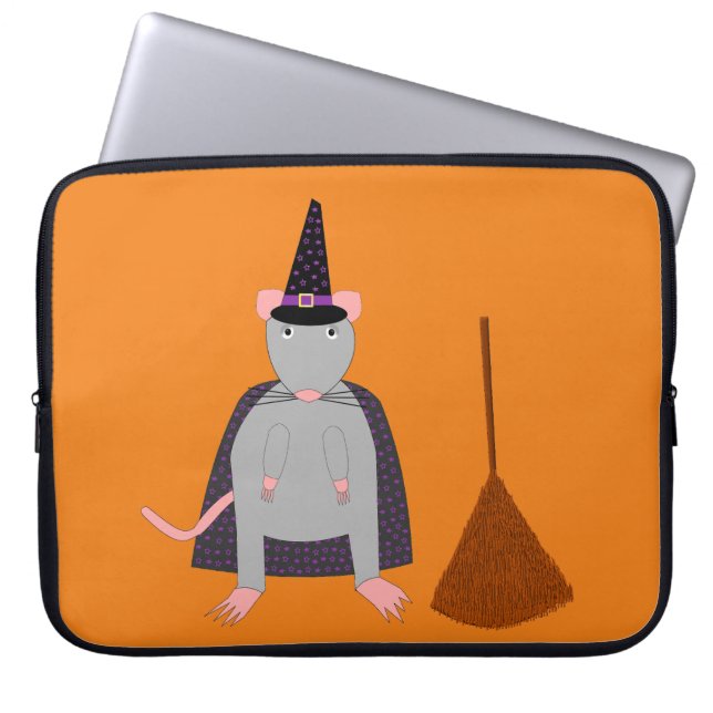 Halloween Rat und Broom Laptopschutzhülle (Vorderseite)