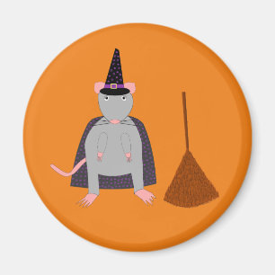 Halloween Rat und Broom Magnet