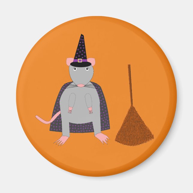 Halloween Rat und Broom Magnet (Vorne)