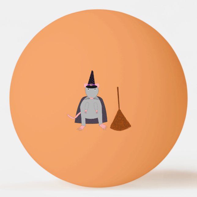 Halloween Rat und Broom Tischtennisball (Vorderseite)