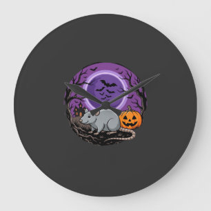 Halloween-Ratte Mondbeschienenes Kürbis-Vektordesi Große Wanduhr