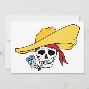 Halloween rauchender Totenkopf mit Bandana Cartoon Karte
