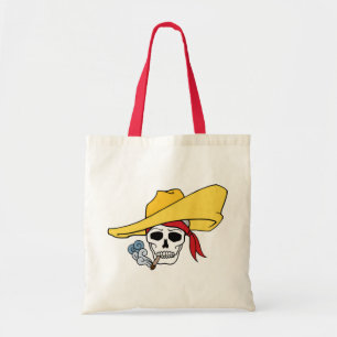 Halloween rauchender Totenkopf mit Bandana Cartoon Tragetasche