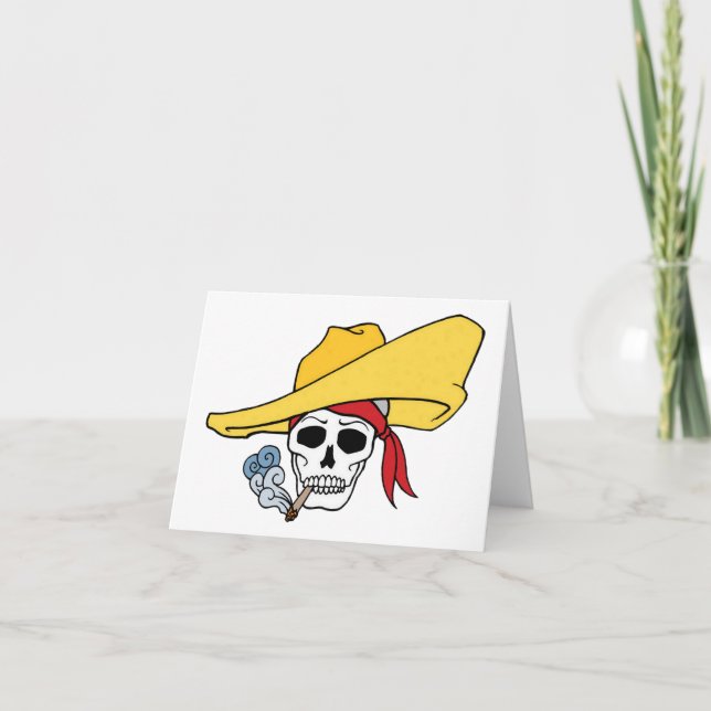 Halloween-Rauchskull mit Bandana-Cartoon Karte (Vorderseite)