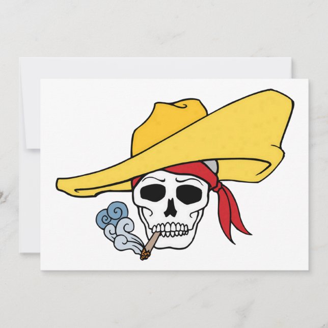 Halloween-Rauchskull mit Bandana-Cartoon Karte (Vorderseite)