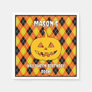 Halloween-Raute-Kürbislaterne Serviette