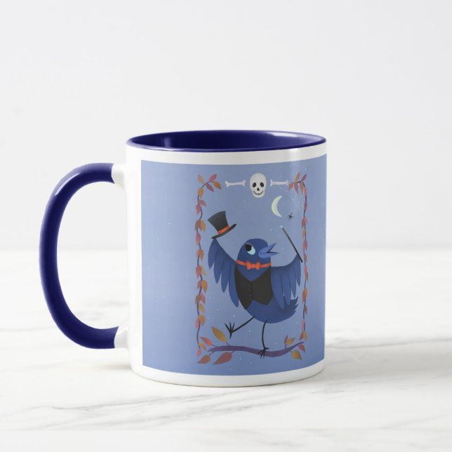Halloween Raven Crow Moon Magic Blue Tasse (Links)