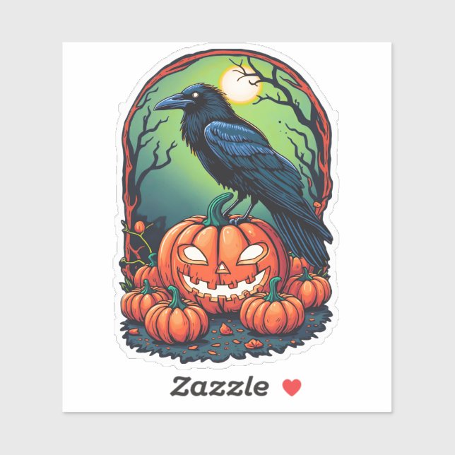 Halloween Raven in einem Kürbis Aufkleber (Blatt)