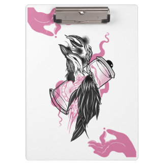 Halloween Raven mit Lotus Hands Art Spiral Notebo Klemmbrett