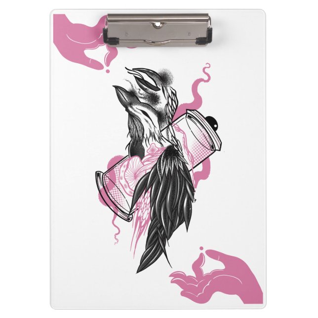 Halloween Raven mit Lotus Hands Art Spiral Notebo Klemmbrett (Vorderseite)