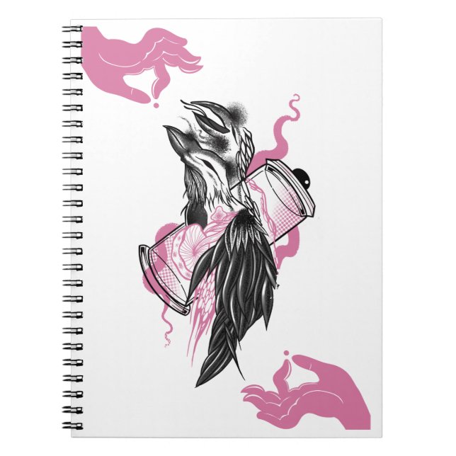 Halloween Raven mit Lotus Hands Art Spiral Notebo Notizblock (Vorderseite)