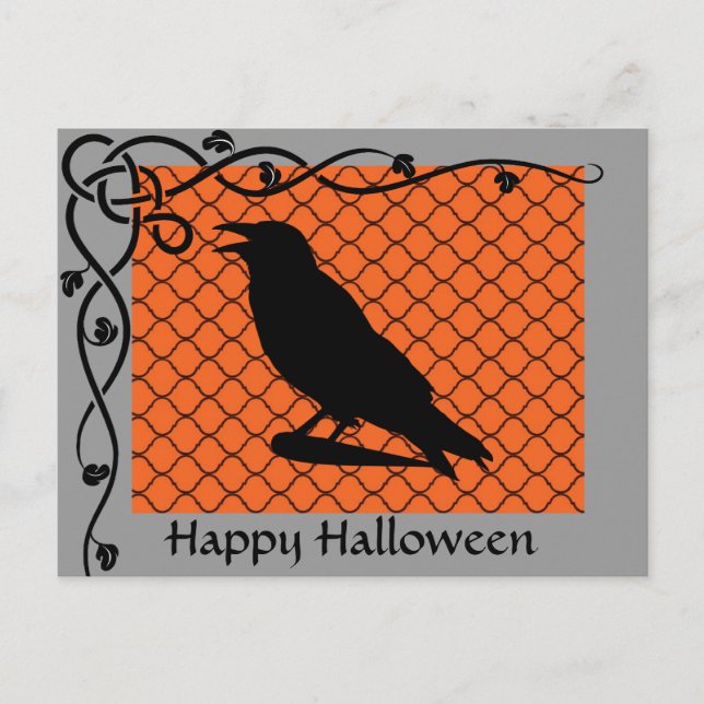Halloween Raven Silhouette Postcard Postkarte (Vorderseite)