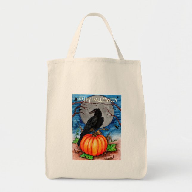 Halloween Raven Tragetasche (Vorne)