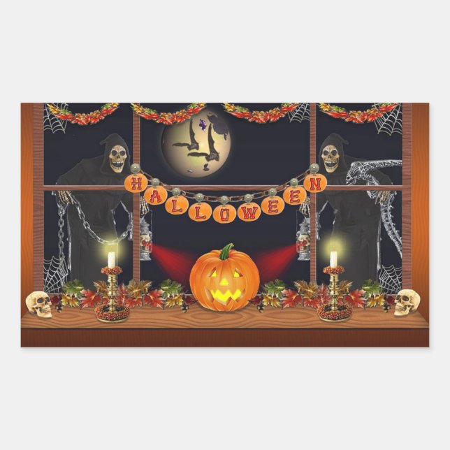 Halloween Rechteckiger Aufkleber (Vorderseite)