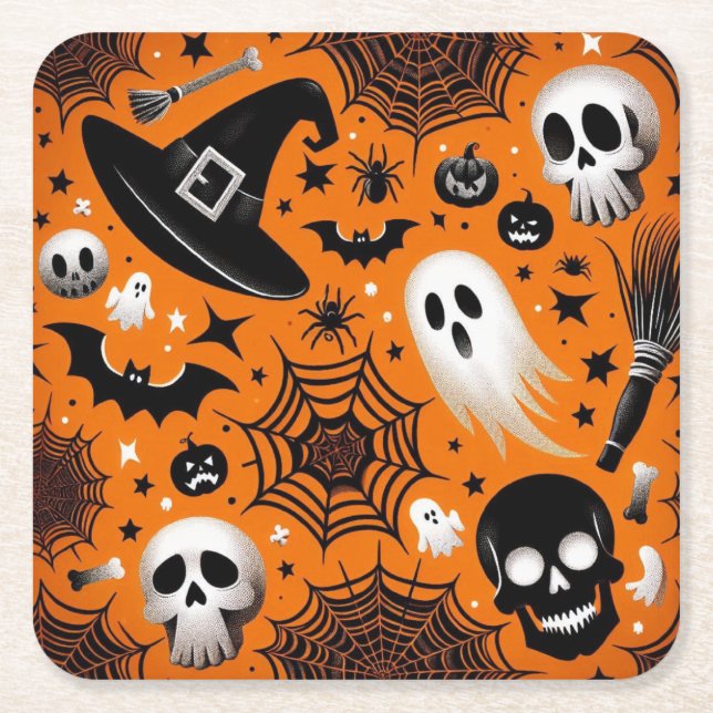 Halloween Rechteckiger Pappuntersetzer (Vorderseite)