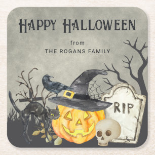 Halloween Rechteckiger Pappuntersetzer