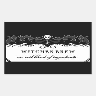 Halloween Rectangle Black & White Label - Groß Rechteckiger Aufkleber