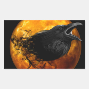 Halloween Rectangle Stickers/Crow and Moon Rechteckiger Aufkleber