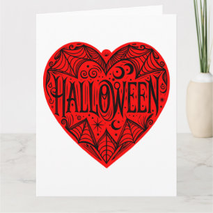 Halloween, Red Heart Shape, Holiday Karte