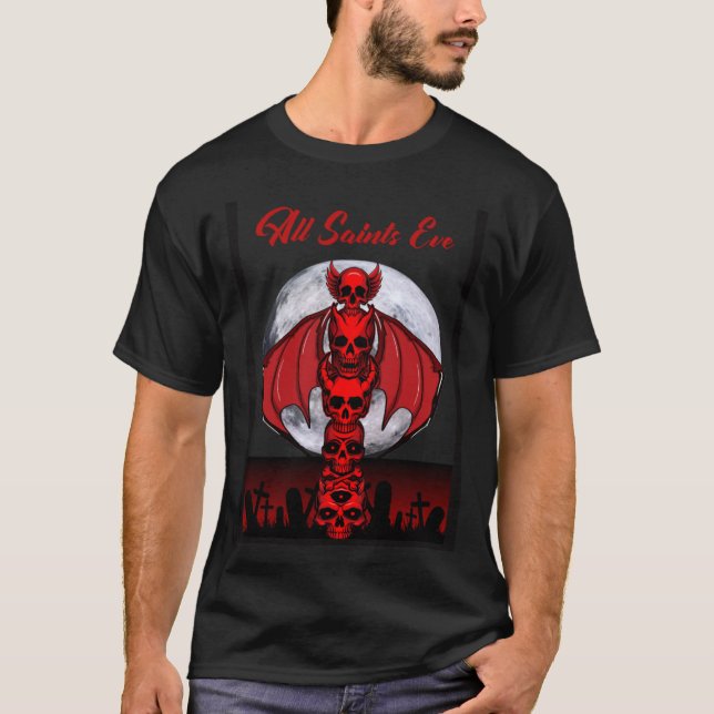 Halloween  Red Skull Winged Totem T-Shirt (Vorderseite)