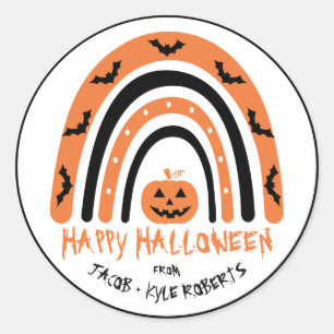 Halloween Regenbogen Fledermaus Kürbis Danke Benut Runder Aufkleber
