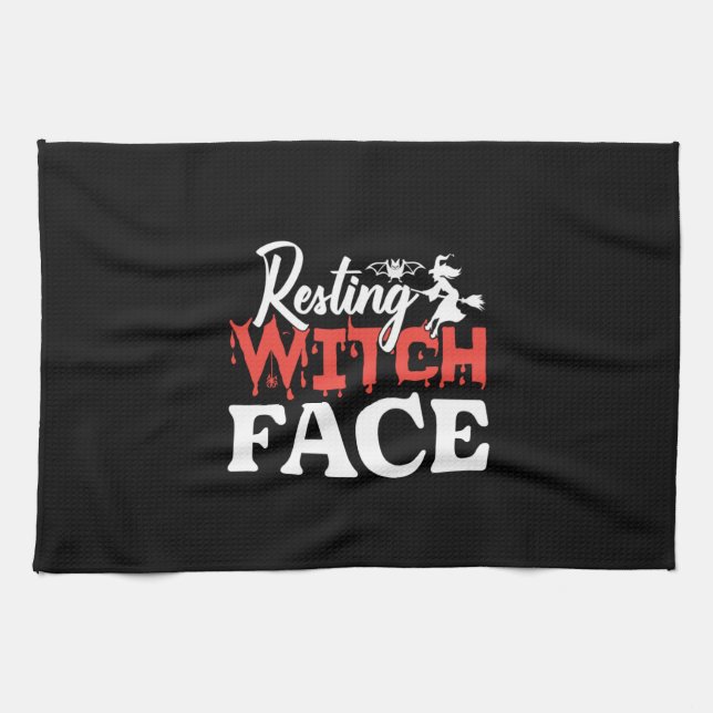 Halloween Resting Witch Facce Birthday Geschirrtuch (Horizontal)
