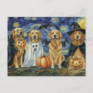 Halloween Retriever Hunde Ghost Boo Witch Kostüm Feiertagspostkarte