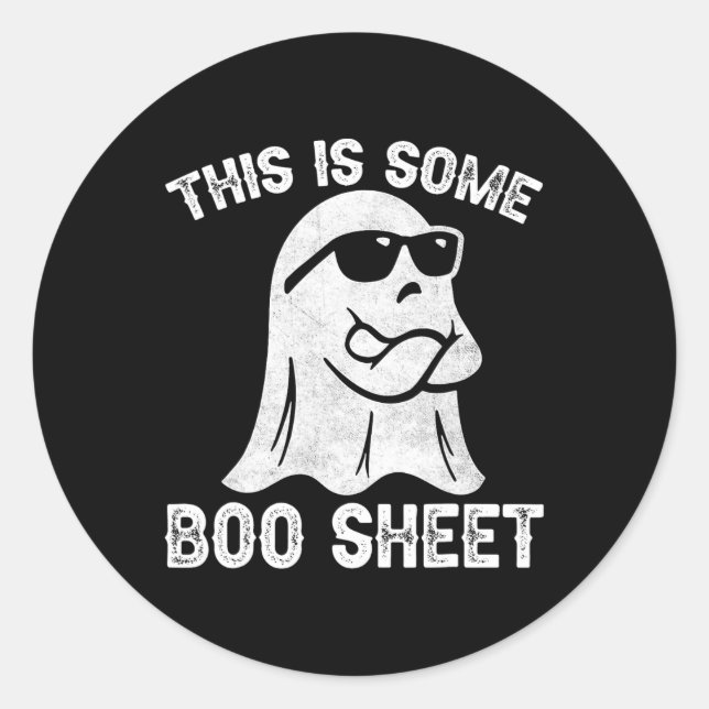 Halloween Retro Boo Ghost Dies ist ein Bootblatt Runder Aufkleber (Vorderseite)
