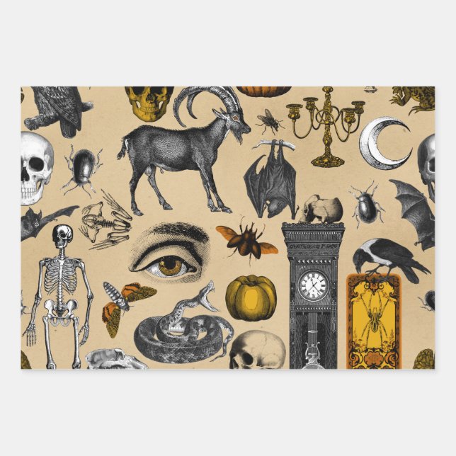 Halloween Retro Creepy Decoration Geschenkmuster Geschenkpapier Set (Vorderseite)