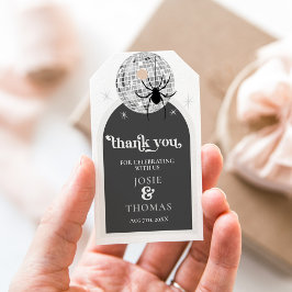 Halloween Retro Disco Spiders & Disco Ball Wedding Geschenkanhänger