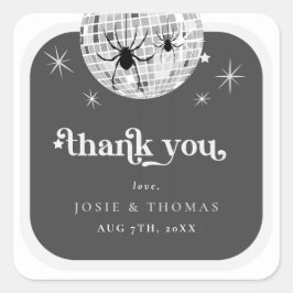 Halloween Retro Disco Spiders & Disco Ball Wedding Quadratischer Aufkleber