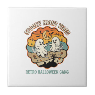 Halloween Retro-Geister-Nacht Fliese