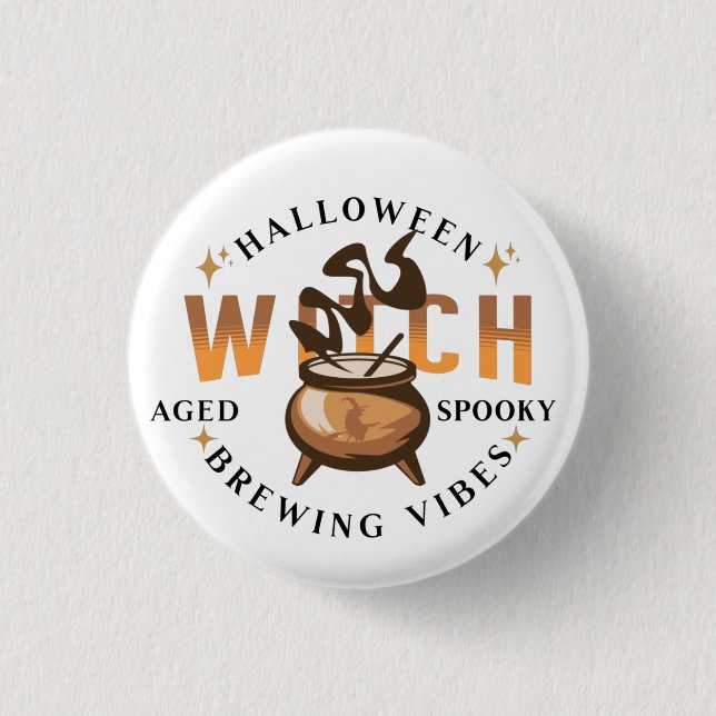Halloween Retro Hexenbrauen Button (Vorderseite)