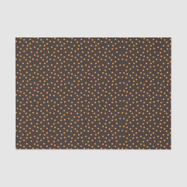 Halloween Retro Orange Polka Dot Schwarzer Hinterg Seidenpapier (Vorderseite)