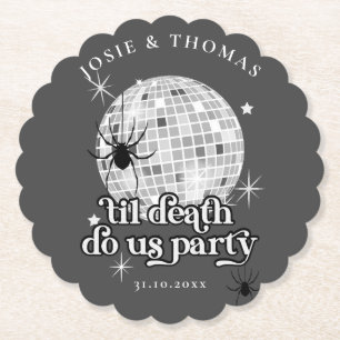 Halloween Retro Spiders & Disco Ball Wedding Untersetzer