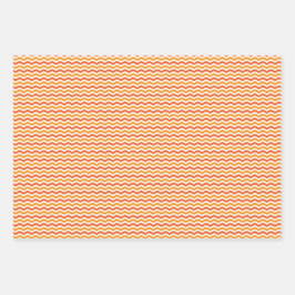 Halloween Retro Zickzack Bright Orange White Geschenkpapier Set