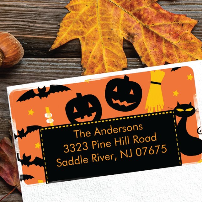 Halloween Return Address Label Fun Pumpkin Adressaufkleber (Von Creator hochgeladen)