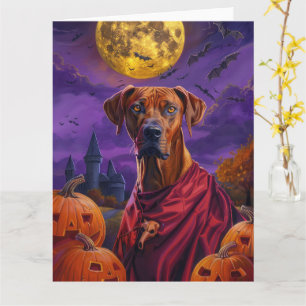 Halloween Rhodesian Ridgeback Vampir Kürbisse Karte
