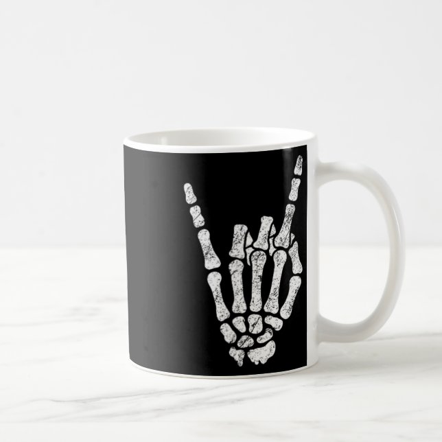 Halloween Rock Hand Skeleton Rock'n'Roll Symb Kaffeetasse (Rechts)