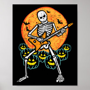 Halloween Rocker Skeleton Gitarre Rock Costume Men Poster