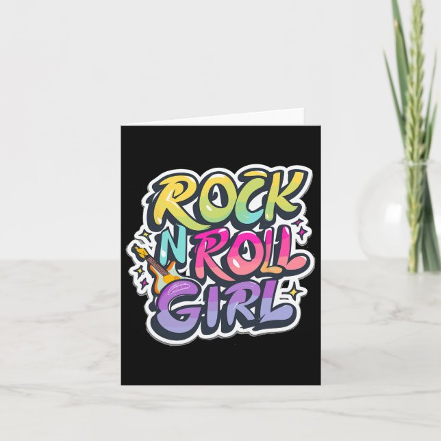 Halloween Rock'n'Roll Girl Retro Kostüm Graffiti Karte (Vorderseite)