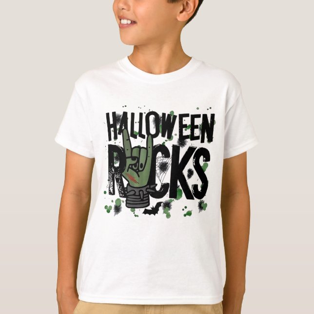 Halloween Rocks Schild T-Shirt (Vorderseite)
