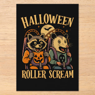 Halloween Roller Scream Waschbär und Opossum Acryleinladungen